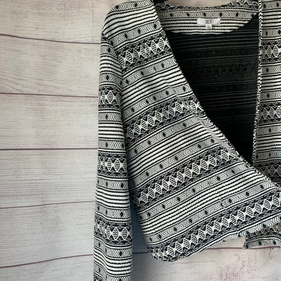 Jack Black and White Geometric Pattern Blazer Jacket Open Front Aztec Size Large - Picture 4 of 14